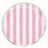 Light Pink & White Striped Round Foil Balloon (45cm)