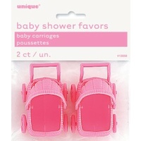 Baby carriage favors in pink - pack of 2.