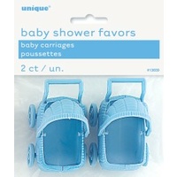 Baby carriage favors in blue - pack of 2.