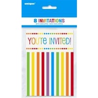 Ranbow Birthday Invitations - Pk 8*