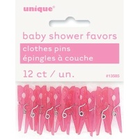 12 tiny pink clothes pegs.