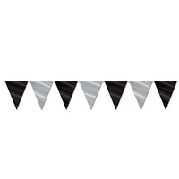 Black and Silver Pennant Banner