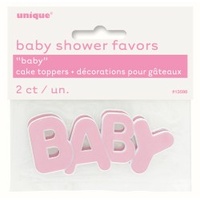 Pink "Baby" Cake Toppers - Pk 2*