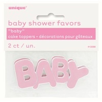 Pink "Baby" Cake Toppers - Pk 2
