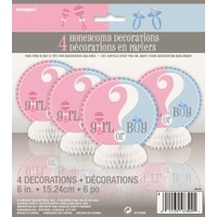 Gender Reveal Baby Shower Mini Honeycombs - Pk 4
