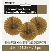 Gold Decorative Fans - Pack of 3