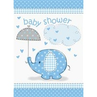 Umbrellaphants Blue Baby Shower Invitations - Pk 8