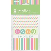 Pastel Dots Baby Shower Invitations - Pk 8**