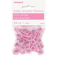 Mini Pink Baby Rattles - Pk 24