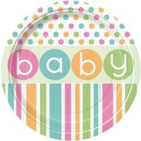 Pastel Dots Baby Shower Lunch Plates - Pk 8