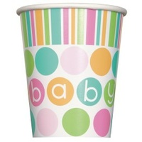 Pastel Dots Baby Shower Cups - Pk 8