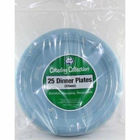 Reusable Light Blue Plastic Dinner Plates (230 mm) - Pk 20