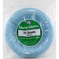 Reusable Light Blue Plastic Bowls (180 mm) - Pk 20