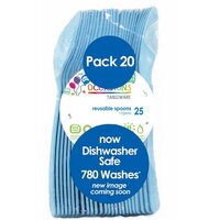 Reusable Light Blue Plastic Spoons - Pk 20