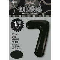 #7 Black 34" Foil Balloon