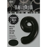 #9 Black 34" Foil Balloon