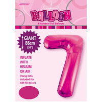#7 Hot Pink 34" Foil Balloon