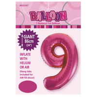 Number 9 Foil Balloon (86cm) –  Hot Pink