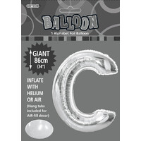 Letter C Silver 34" Foil Balloon