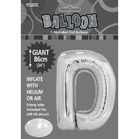 Letter D Silver 34" Foil Balloon