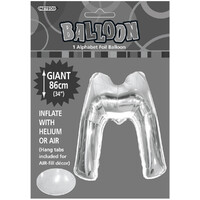 Letter M Silver 34" Foil Balloon