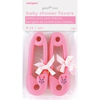 Big Pink Safety Pin Baby Shower Favours - pack of 4