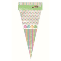 Pastel Baby Shower Cone Bags (38cm) - Pk 20**