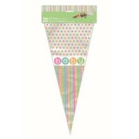 Pastel Baby Shower Cone Bags (38cm) - Pk 20
