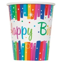 Rainbow Ribbons Paper Cups - pack of 8, 270ml 