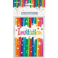 Rainbow Ribbons Invitations - Pack of 8