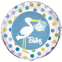 Baby Boy Stork Baby Shower Foil Balloon - 18"**
