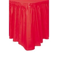 Red Plastic Table Skirt 73cm drop, 4.26m long with adhesive strip