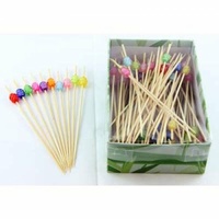Wooden Picks with Crystal Bead 12cm - Pk 100