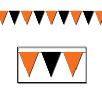 Halloween Orange & Black Outdoor Pennant Banner - 9.14m long