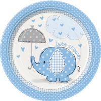Umbrellaphants Blue 7" Lunch Plates - Pk 8