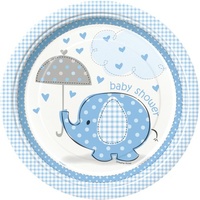 Umbrellaphants Blue 9" Dinner Plates - Pk 8