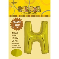 34" Letter H Gold Foil Balloon