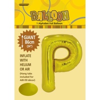 34" Letter P Gold Foil Balloon