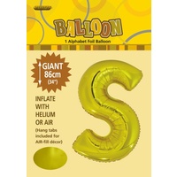 34" Letter S Gold Foil Balloon
