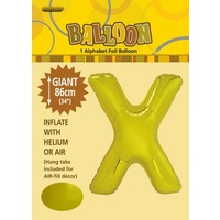 34" Letter X Gold Foil Balloon