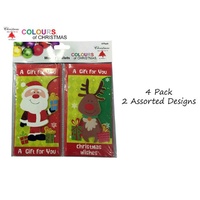 Santa & Rudolph Christmas Money Packets - Pk 4