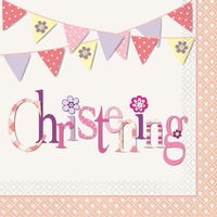 Pink Christening Napkins - pk 16**