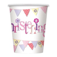 Pink Christening Paper Cups - pk 8