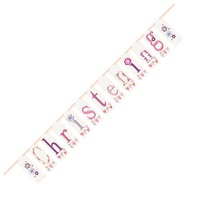Pink Christening Block Banner**