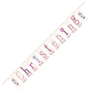 Pink Christening Block Banner*