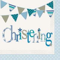 Blue Christening Napkins - pk 16