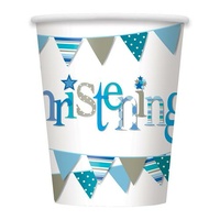 Blue Christening Paper Cups - pk 8