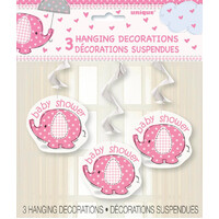 Umbrellaphant Baby Shower Hanging Decorations - pink, pk3