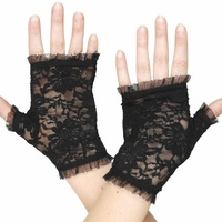 Black Fingerless Lace Gloves