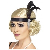 Black Satin Charleston Headband